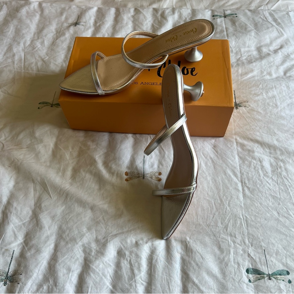 Chase + Chloe Silver Maribel kitten heels - Picture 8 of 8